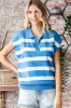 Blue Striped Split Collar Knit Maternity Top sold by Pinkblush