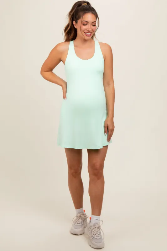 Mint Tennis Racerback Maternity Romper Dress sold by Pinkblush