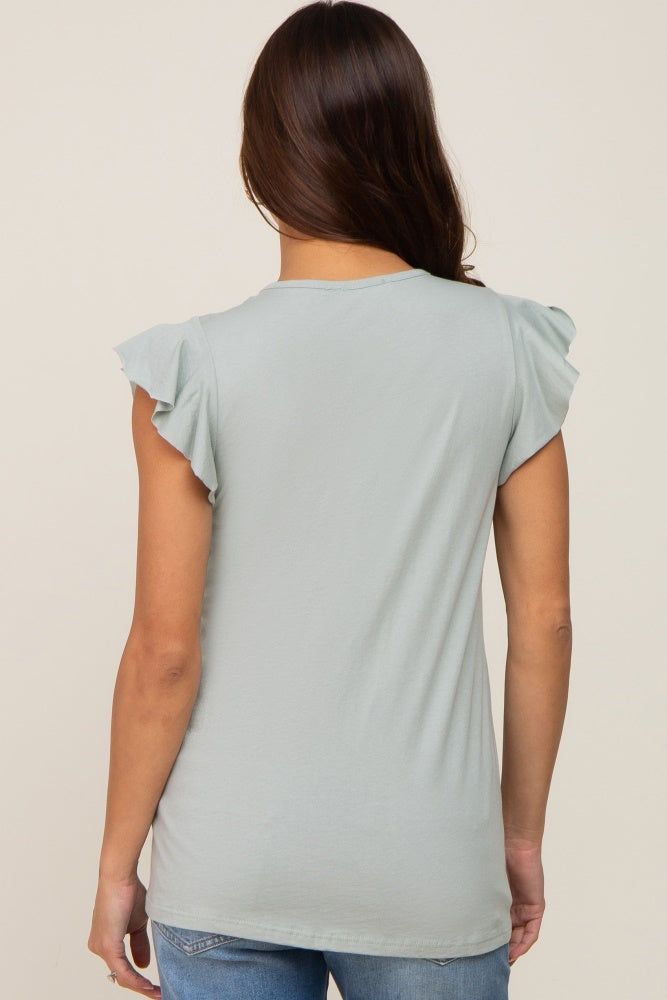 Mint Green Flounce Cap Sleeve Maternity Top sold by Pinkblush product image thumbnail 3