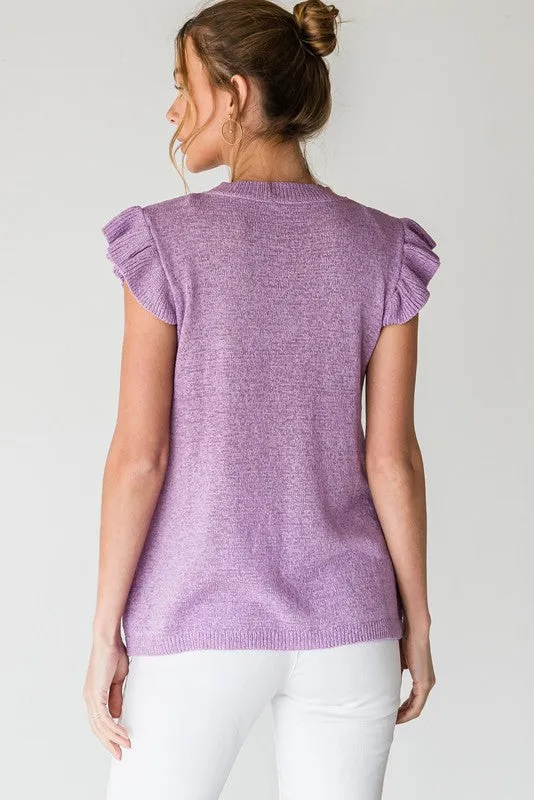 Lavender Ruffle Short Sleeve Top sold by Pinkblush product image thumbnail 2