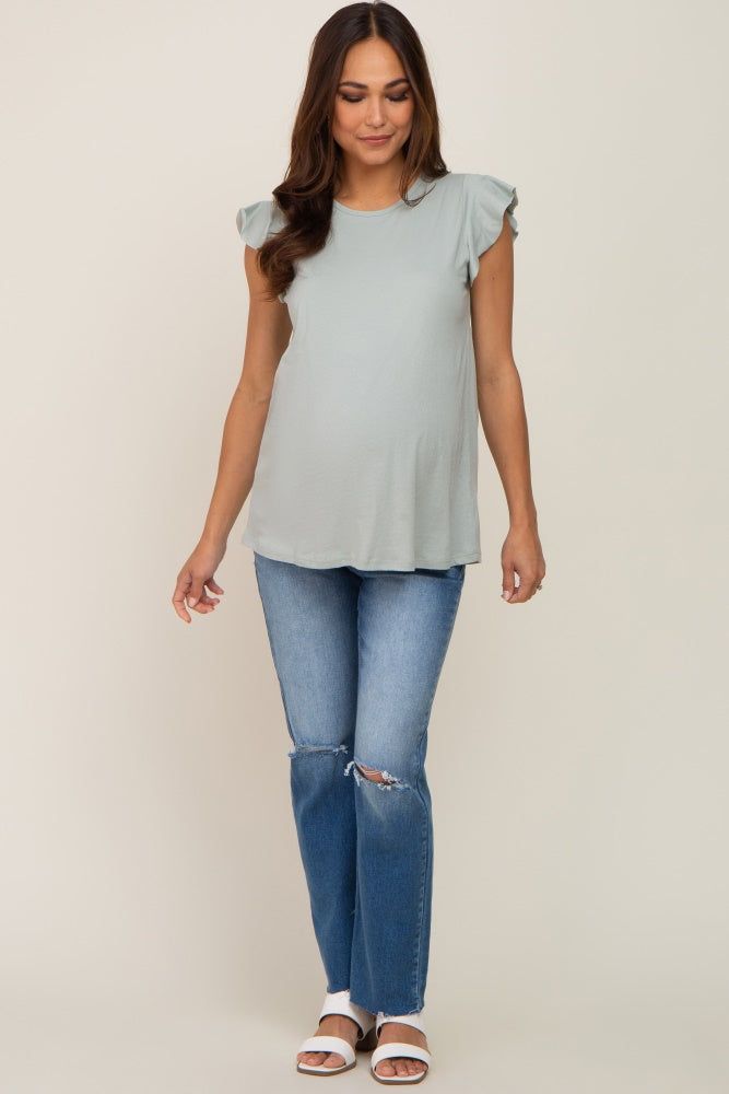 Mint Green Flounce Cap Sleeve Maternity Top sold by Pinkblush product image thumbnail 4