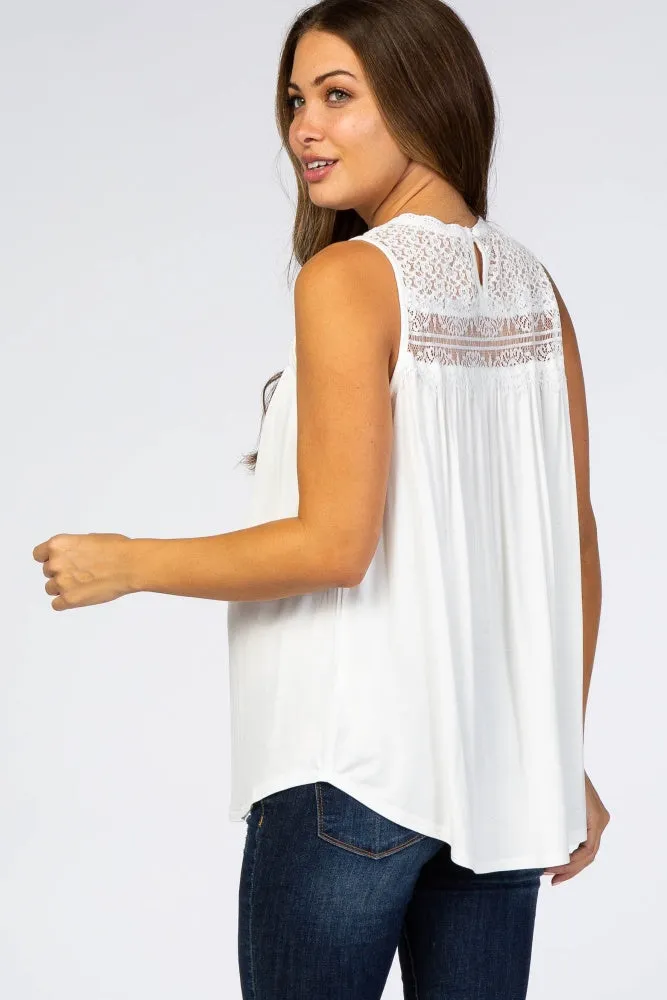 White Lace Inset Maternity Tank Top sold by Pinkblush product image thumbnail 4