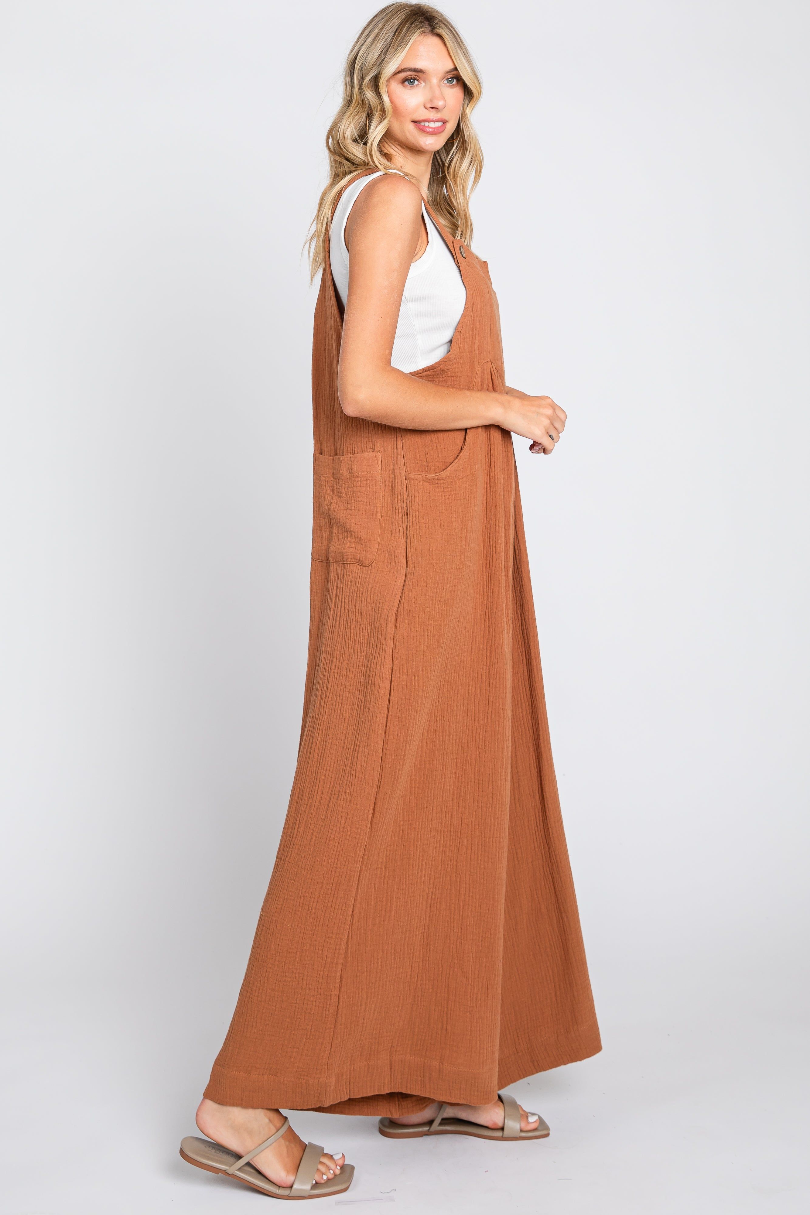 Rust Pocket Front Wide Leg Jumpsuit sold by Pinkblush product image thumbnail 2