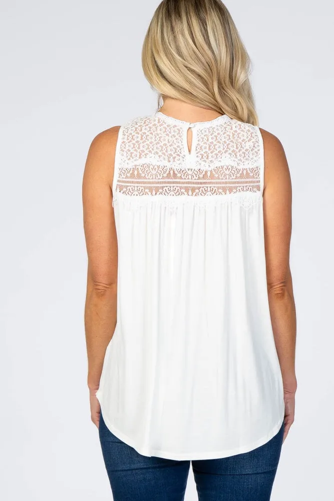 White Lace Inset Maternity Tank Top sold by Pinkblush product image thumbnail 2