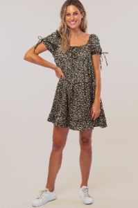 Black Floral Tie Accent Satin Maternity Dress sold by Pinkblush