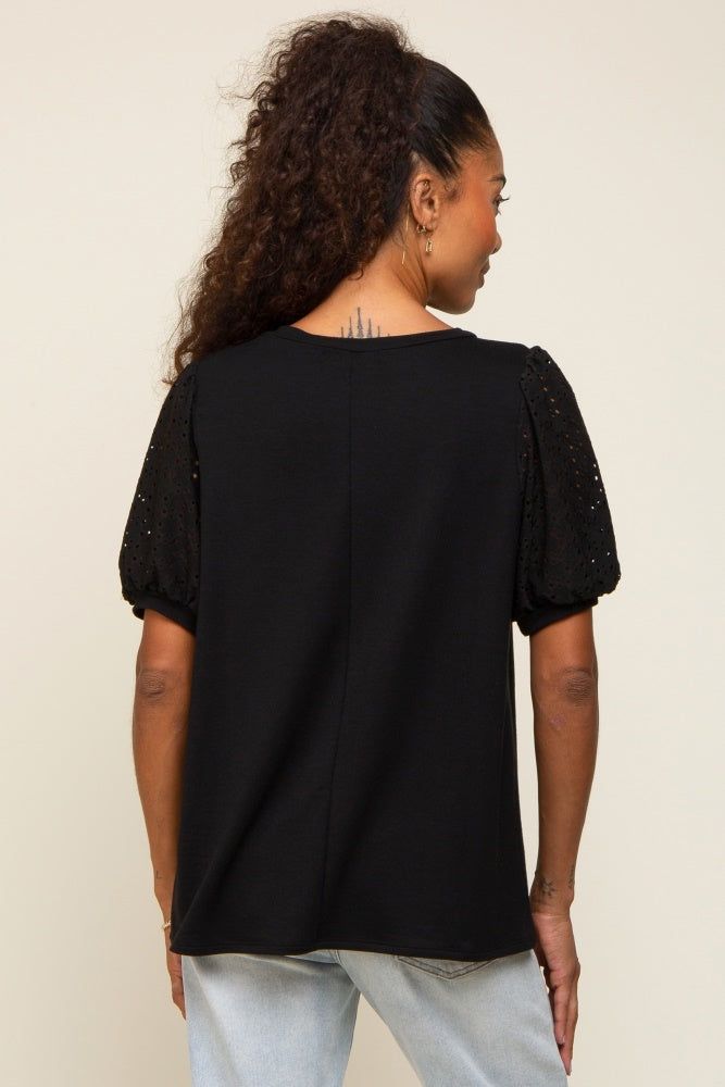 Black Eyelet Lace Sleeve Top sold by Pinkblush product image thumbnail 3