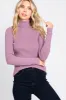 Lavender Ribbed Fitted Long Sleeve Mock Neck Maternity Top sold by Pinkblush