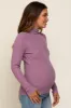 Lavender Ribbed Fitted Long Sleeve Mock Neck Maternity Top sold by Pinkblush