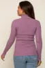 Lavender Ribbed Fitted Long Sleeve Mock Neck Maternity Top sold by Pinkblush
