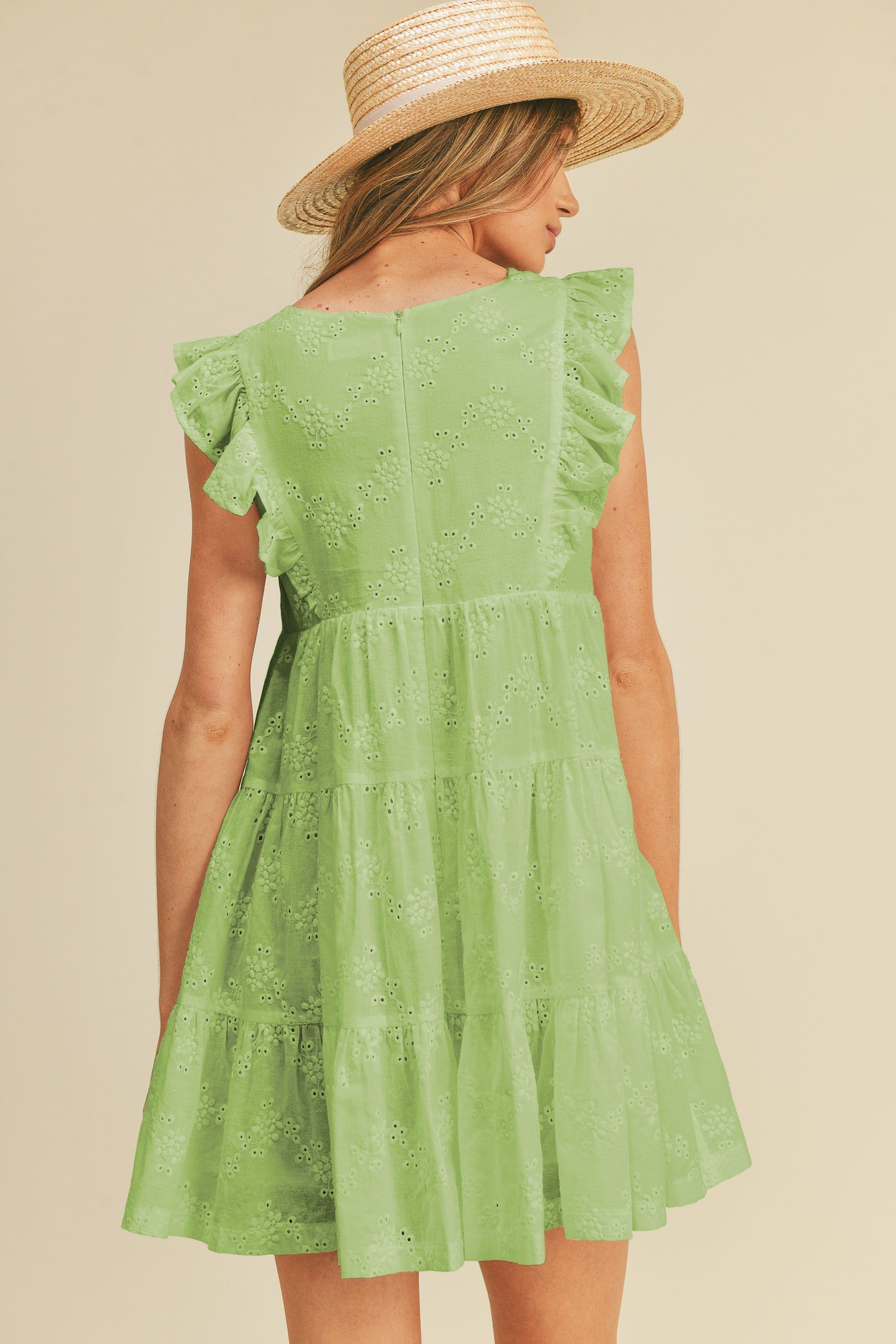 Green Eyelet Babydoll Mini Dress sold by Pinkblush product image thumbnail 4
