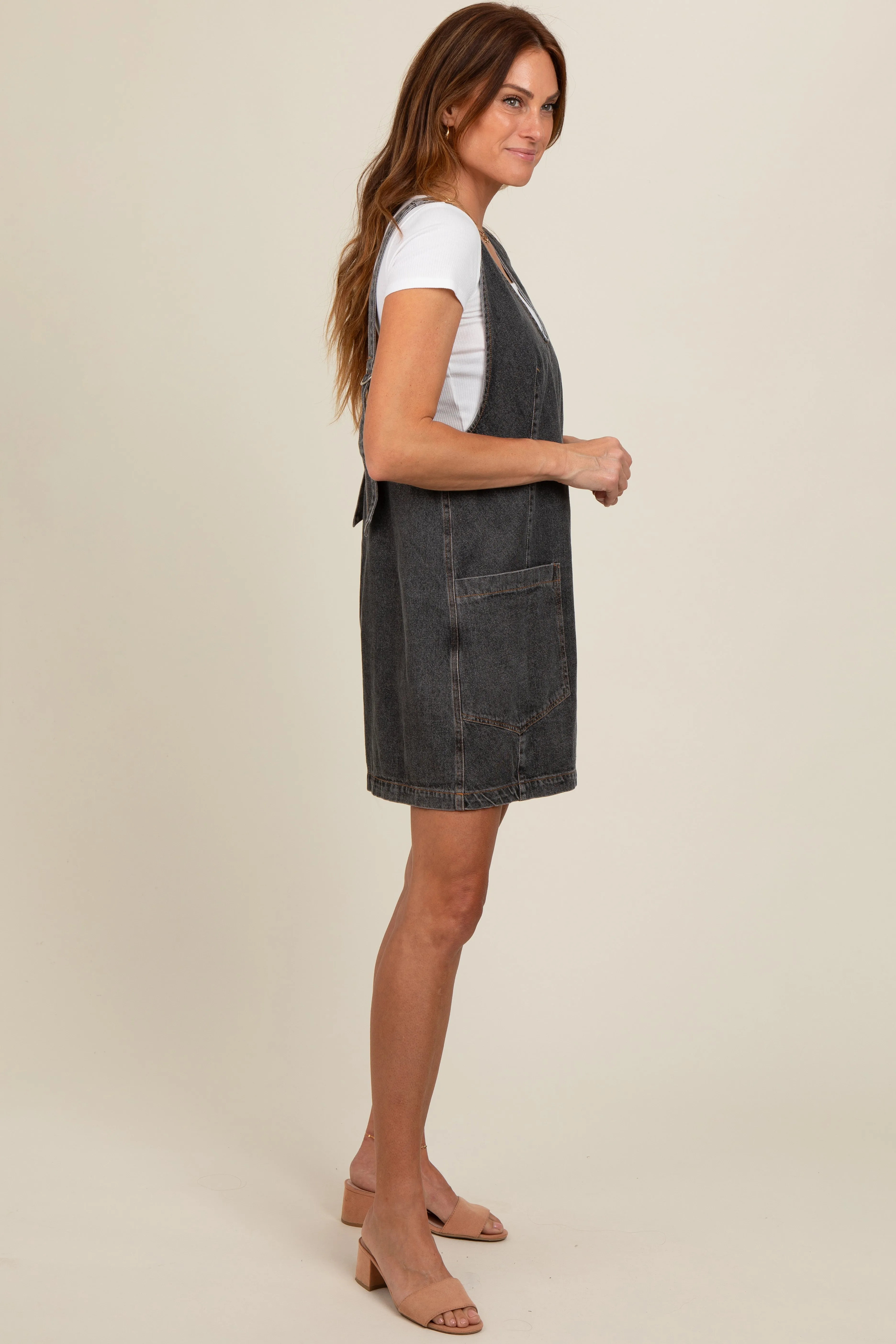 Charcoal Denim Front Pocket Skirt Overalls sold by Pinkblush product image thumbnail 3