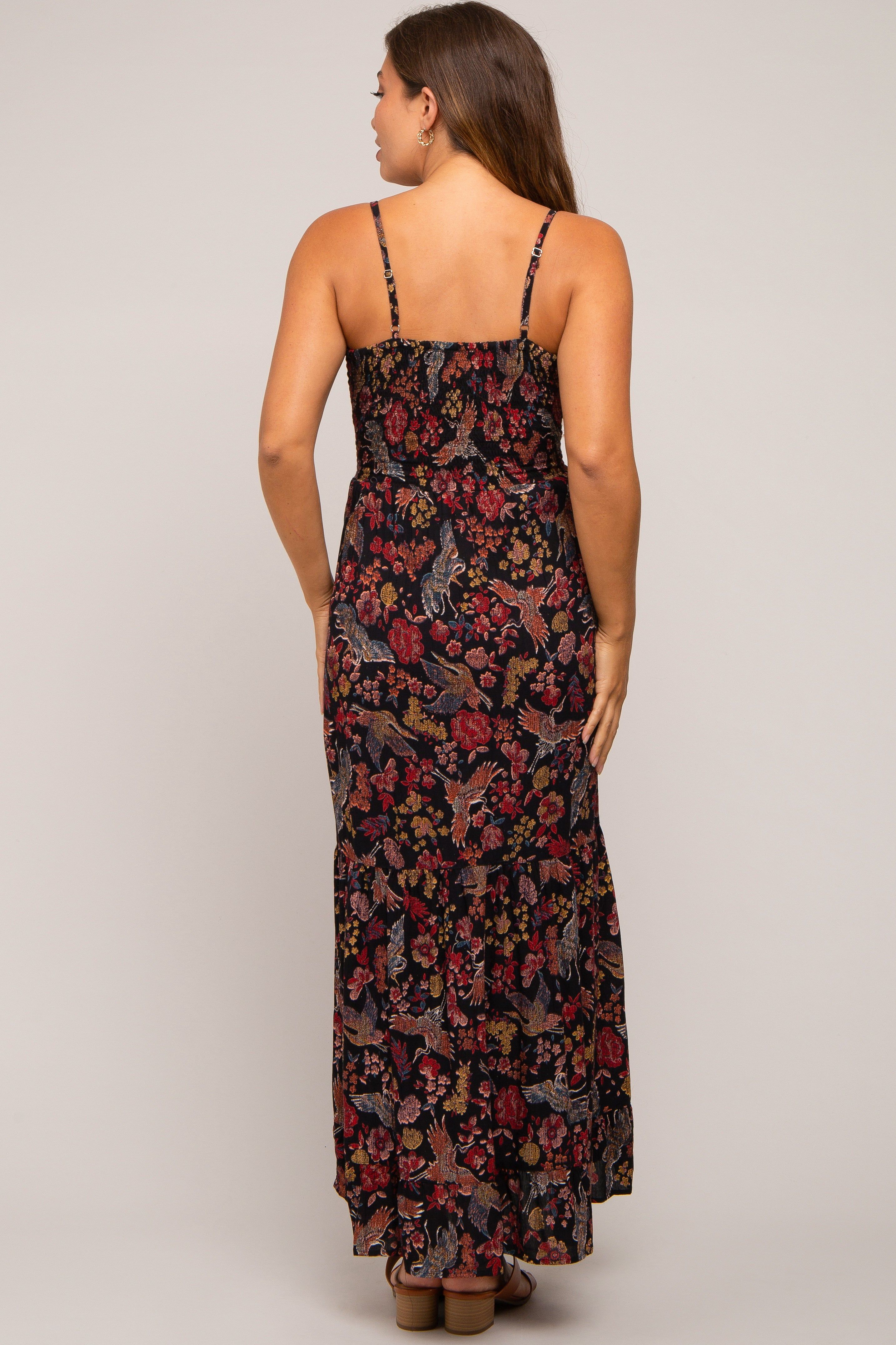 Black Floral Cutout Sleeveless Maternity Maxi Dress sold by Pinkblush product image thumbnail 4