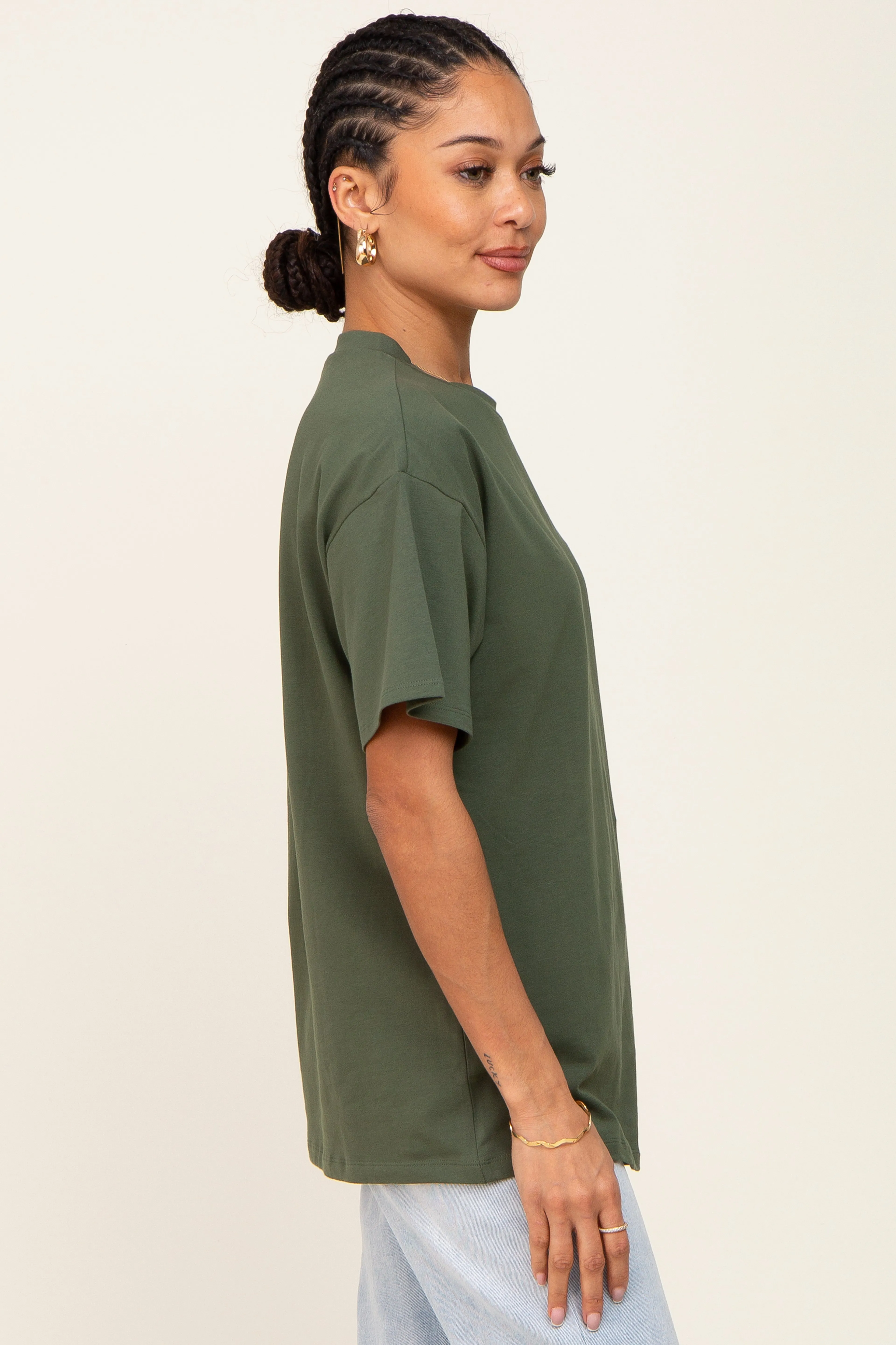 Olive Oversized Basic Tee sold by Pinkblush product image thumbnail 2