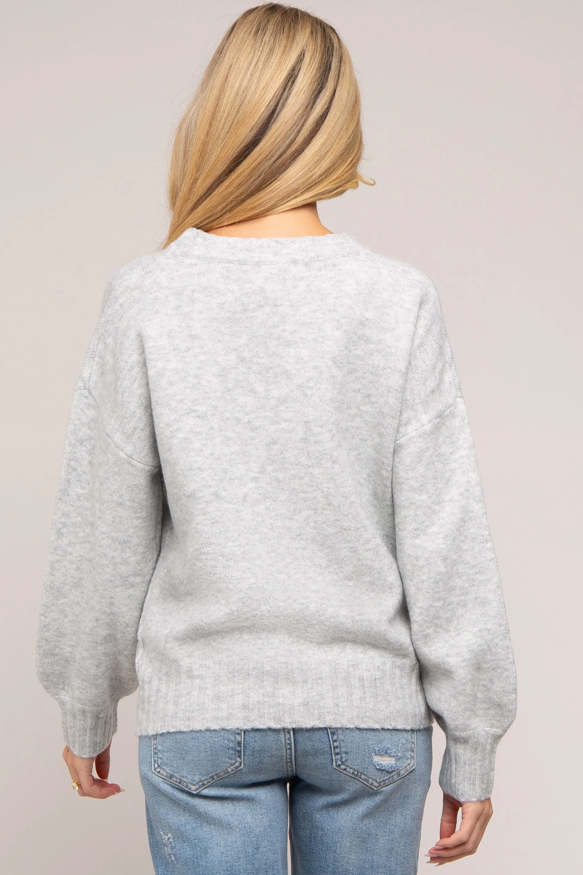 Silver Ribbed Cuff Maternity Sweater sold by Pinkblush product image thumbnail 3