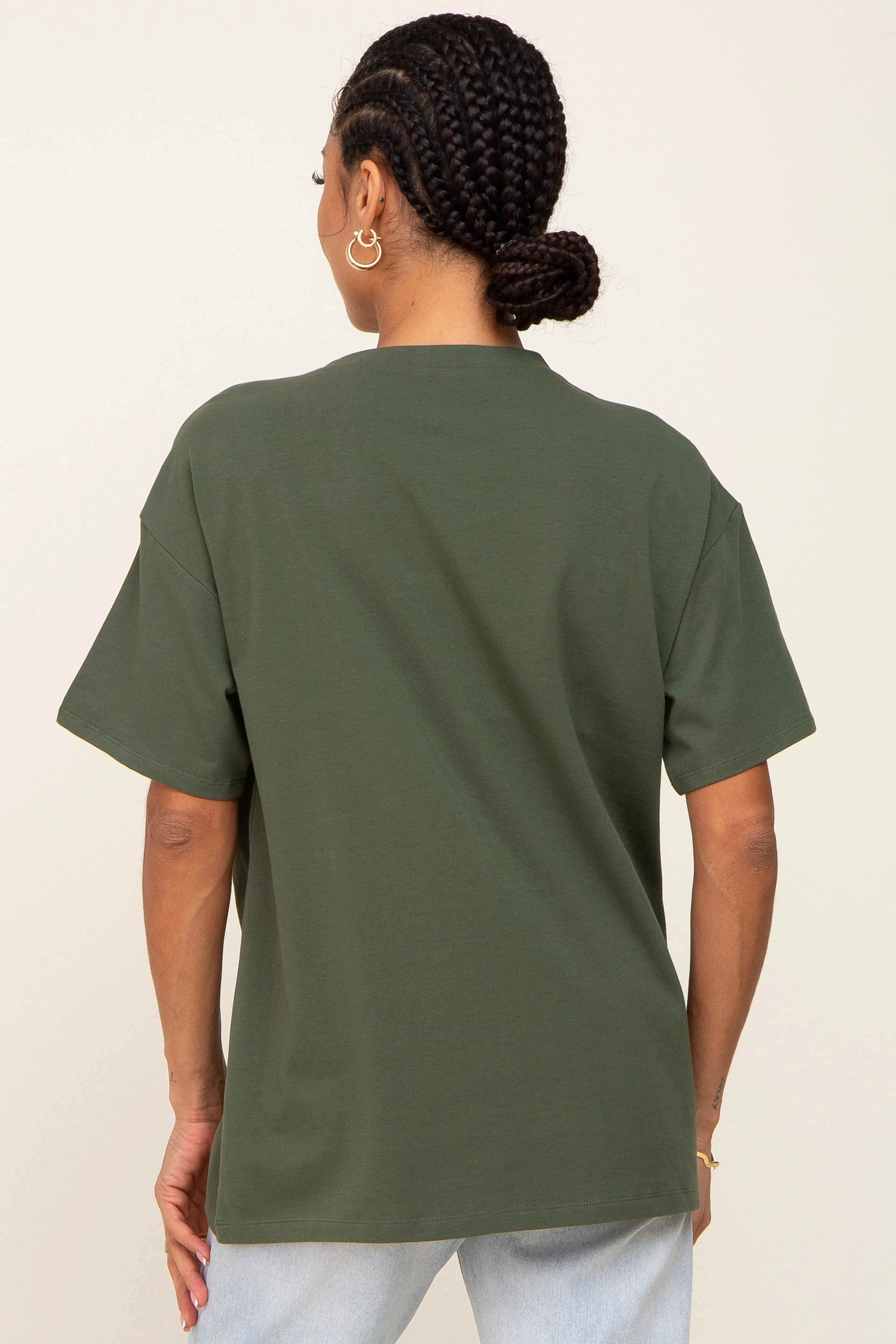 Olive Oversized Basic Tee sold by Pinkblush product image thumbnail 3