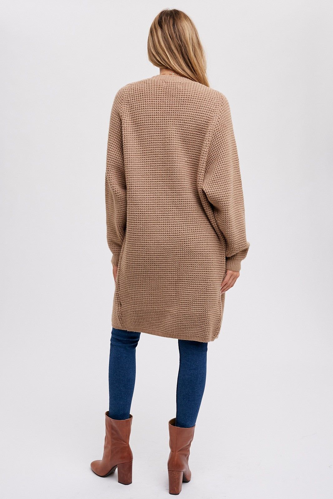 Mocha Chunky Waffle Knit Cardigan sold by Pinkblush product image thumbnail 2