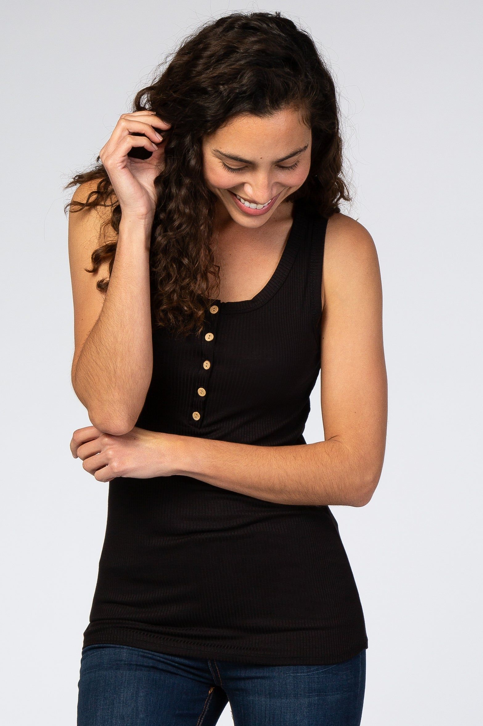 Black Ribbed Sleeveless Maternity Top sold by Pinkblush product image thumbnail 5