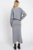 Grey Knit Long Sleeve Crop Top Midi Skirt Set sold by Pinkblush