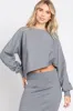 Grey Knit Long Sleeve Crop Top Midi Skirt Set sold by Pinkblush
