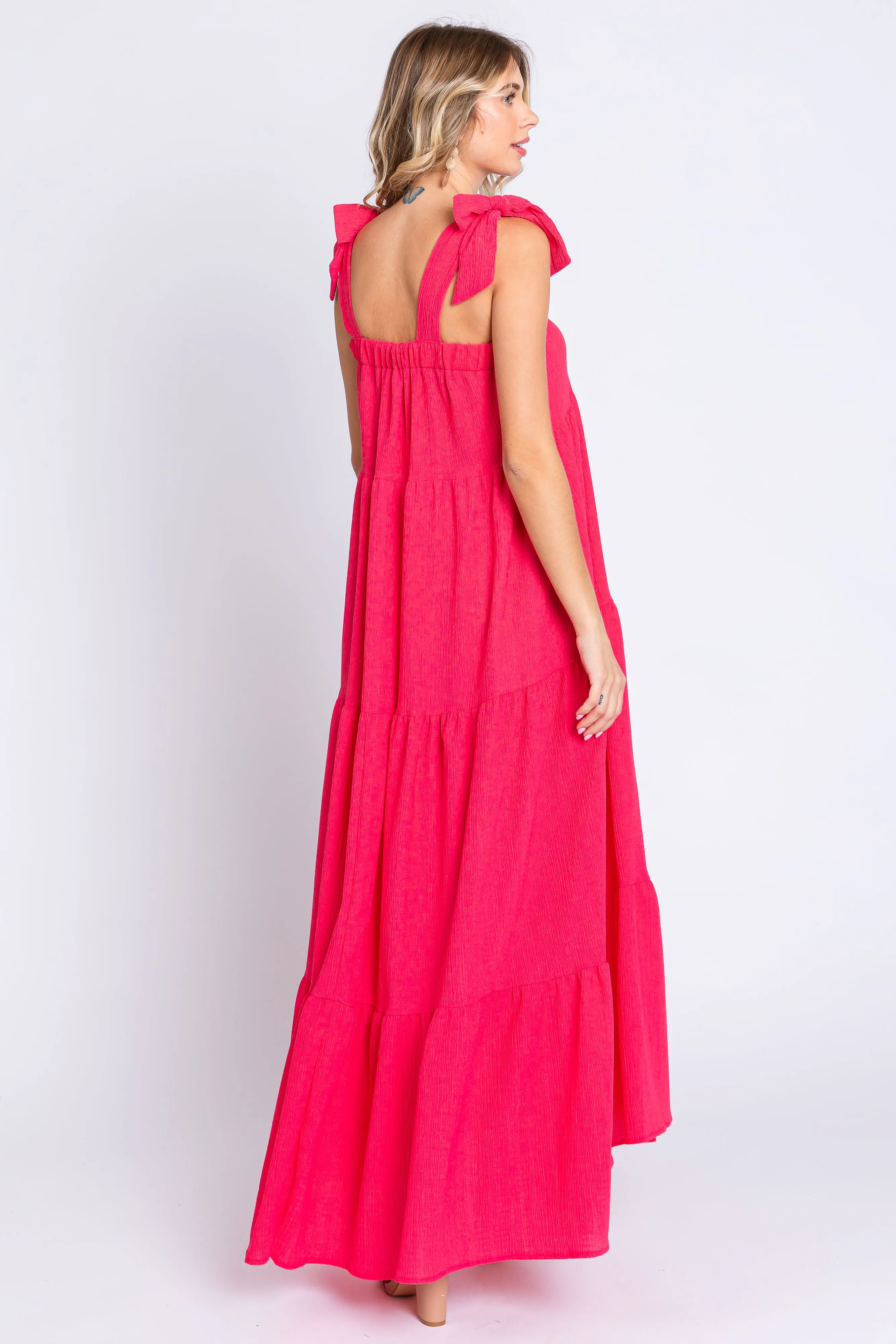 Magenta Sleeveless Tiered Maxi Dress sold by Pinkblush product image thumbnail 3