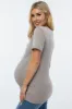 Heather Grey V-Neck Maternity T Shirt sold by Pinkblush