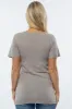 Heather Grey V-Neck Maternity T Shirt sold by Pinkblush
