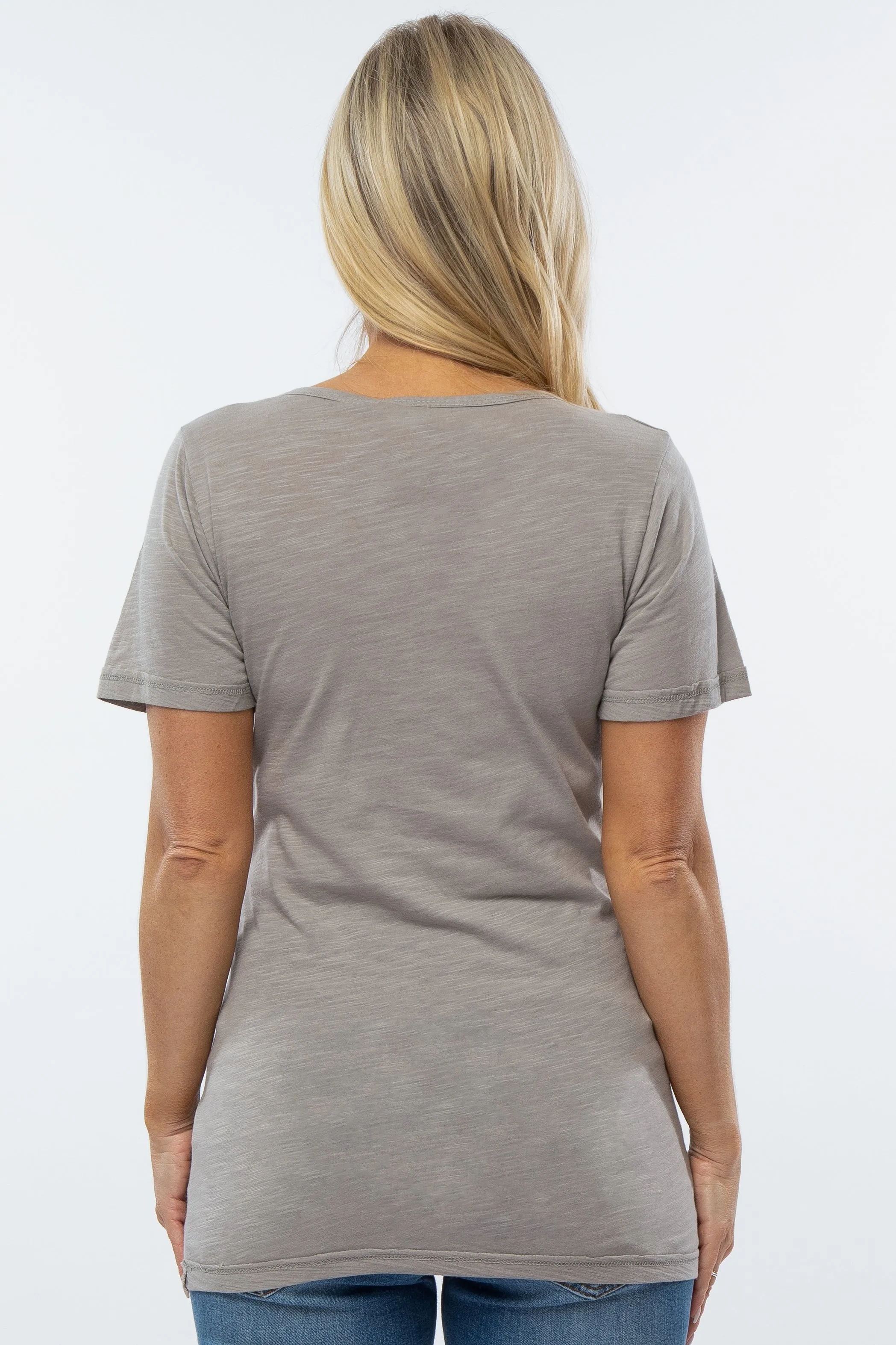 Heather Grey V-Neck Maternity T Shirt sold by Pinkblush product image thumbnail 3