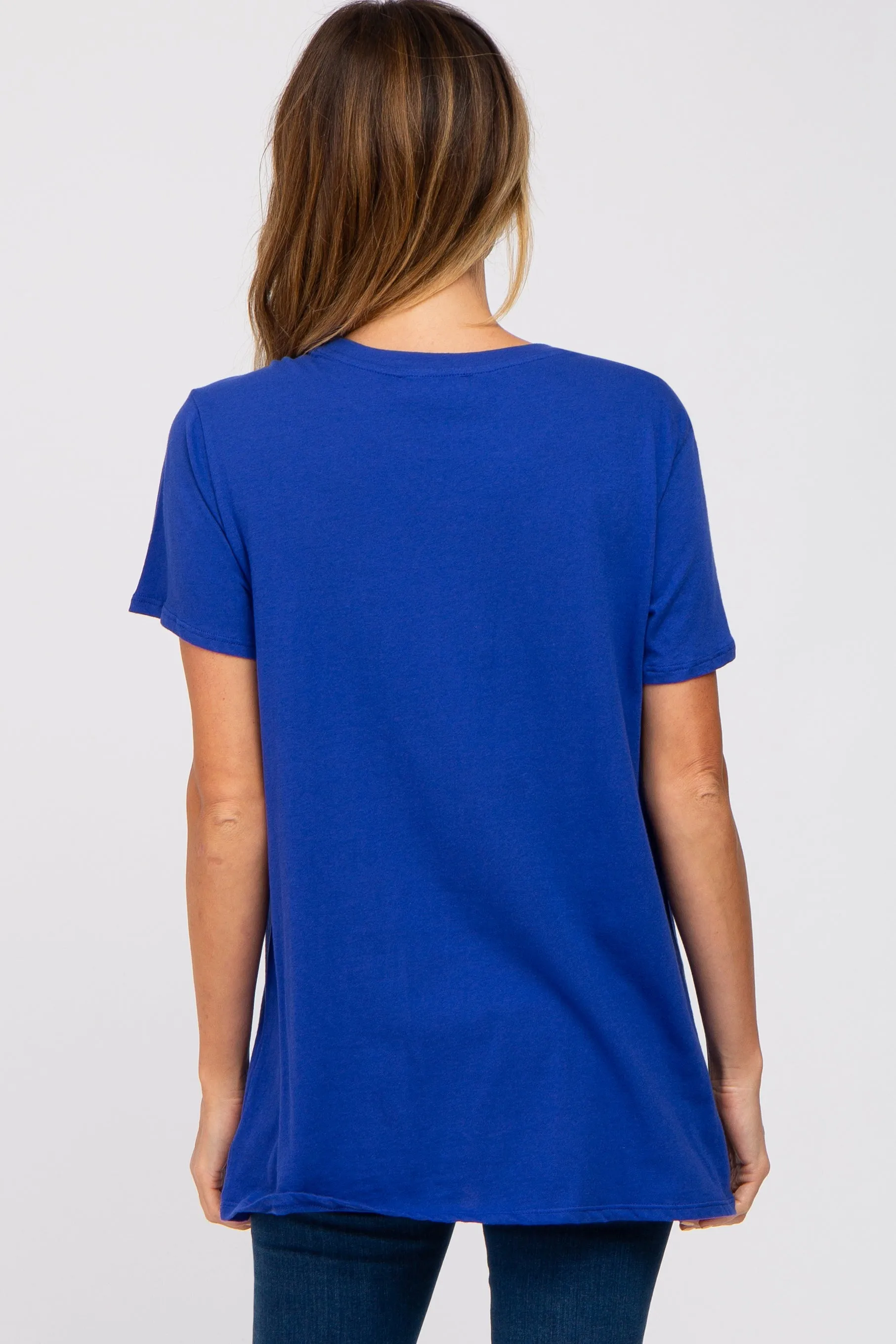 Royal Blue Oversized Short Sleeve Top sold by Pinkblush product image thumbnail 3