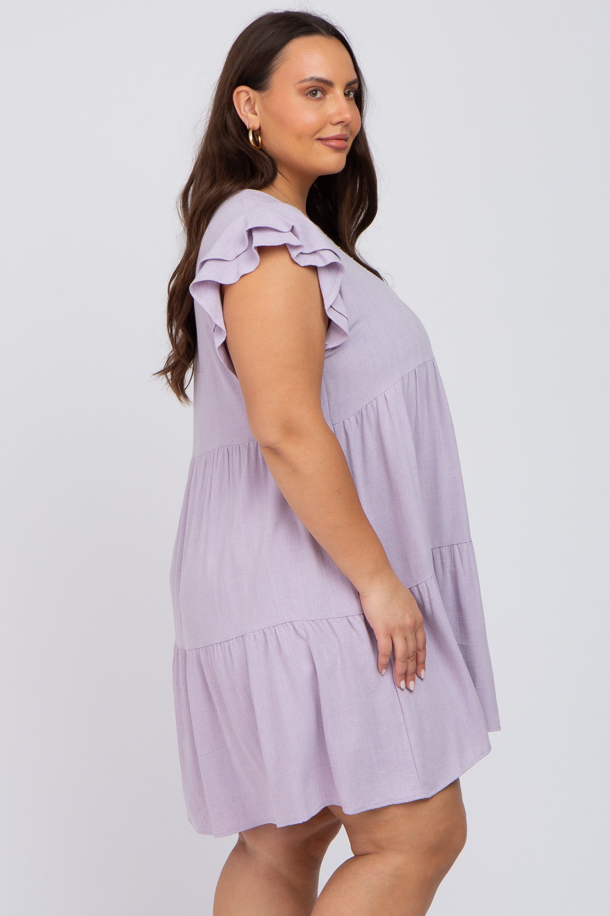 Lavender Tiered Linen Plus Dress sold by Pinkblush product image thumbnail 2