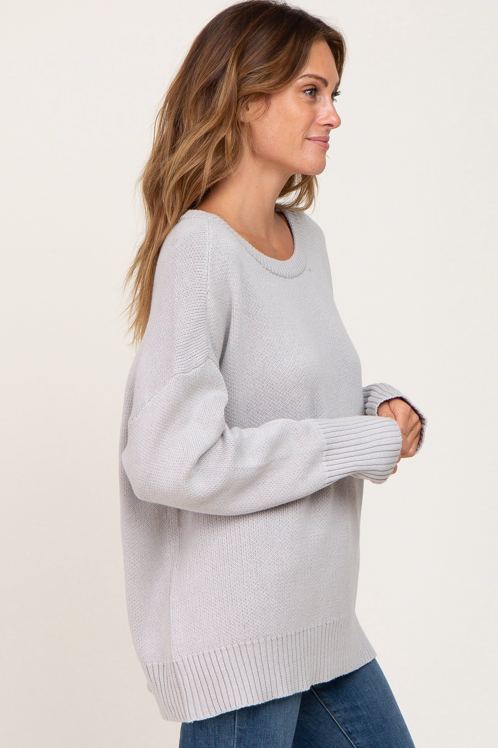 Grey Ribbed Trim Sweater sold by Pinkblush product image thumbnail 2