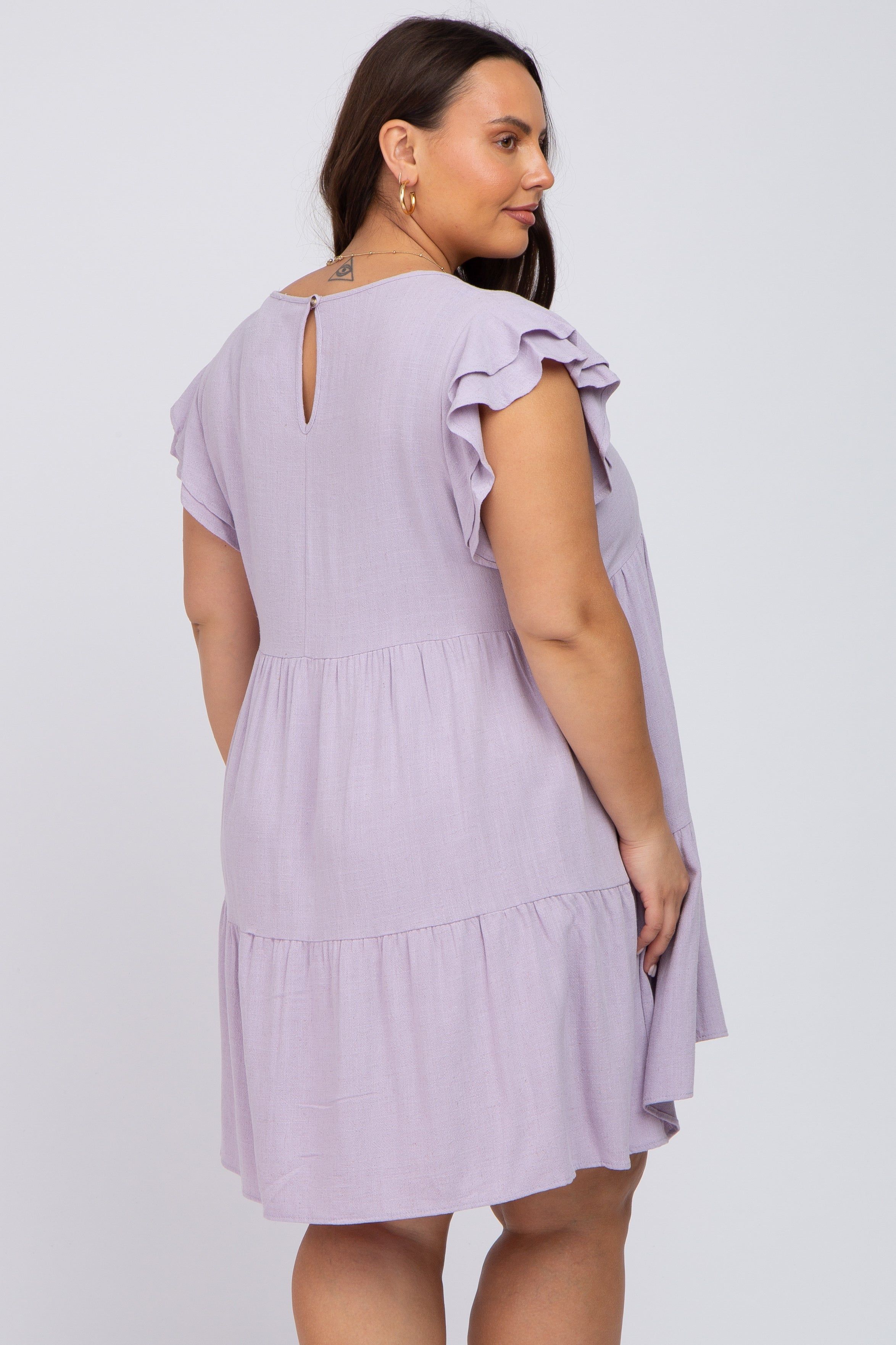 Lavender Tiered Linen Plus Dress sold by Pinkblush product image thumbnail 3