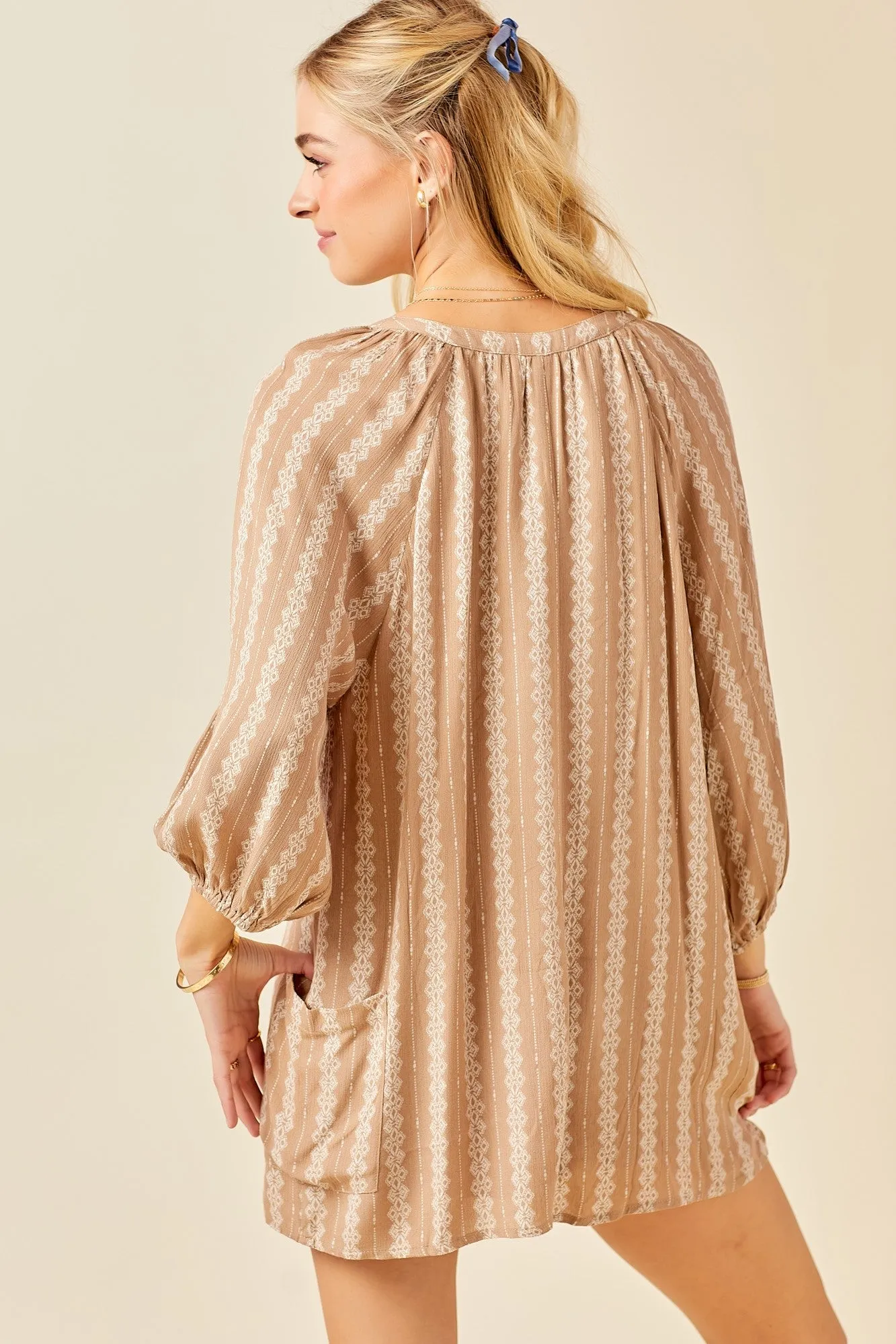 Light Mocha Printed Front Button Romper sold by Pinkblush product image thumbnail 3