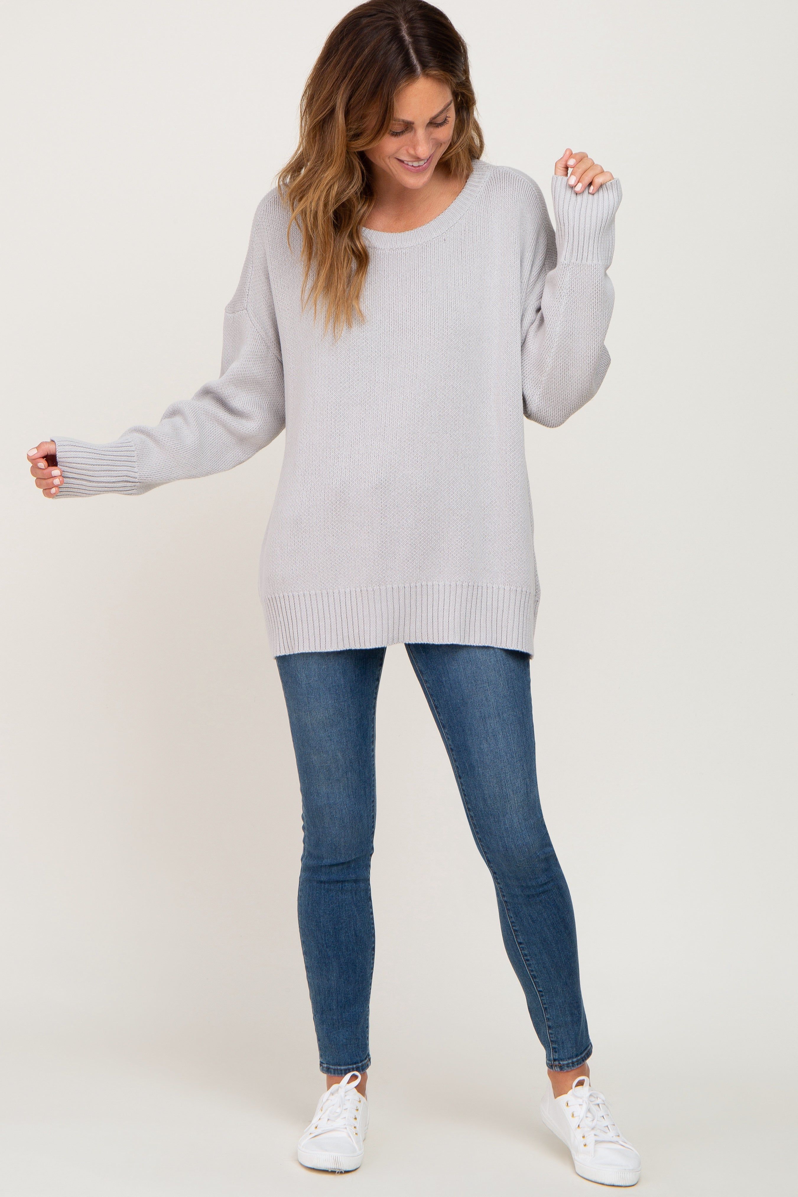 Grey Ribbed Trim Sweater sold by Pinkblush product image thumbnail 4
