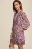 Violet Floral Print Ruffle Detailed Long Sleeve Dress sold by Pinkblush