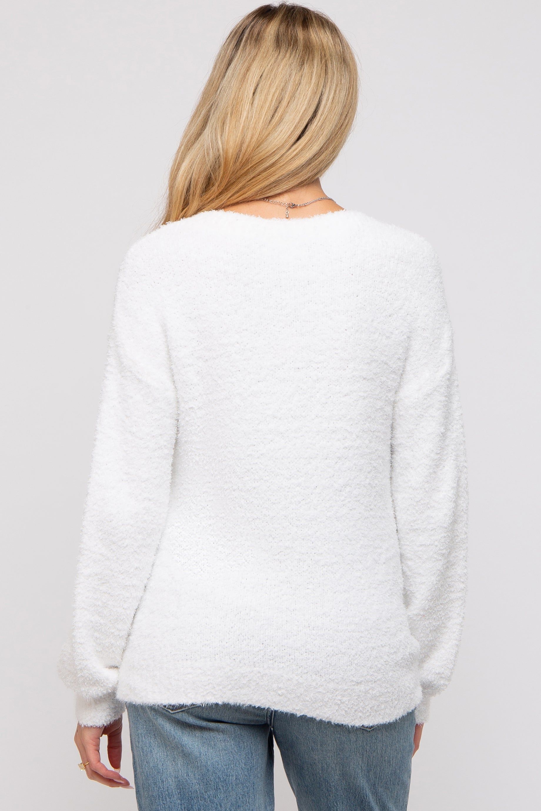 White Fuzzy Soft Knit Maternity Sweater sold by Pinkblush product image thumbnail 3