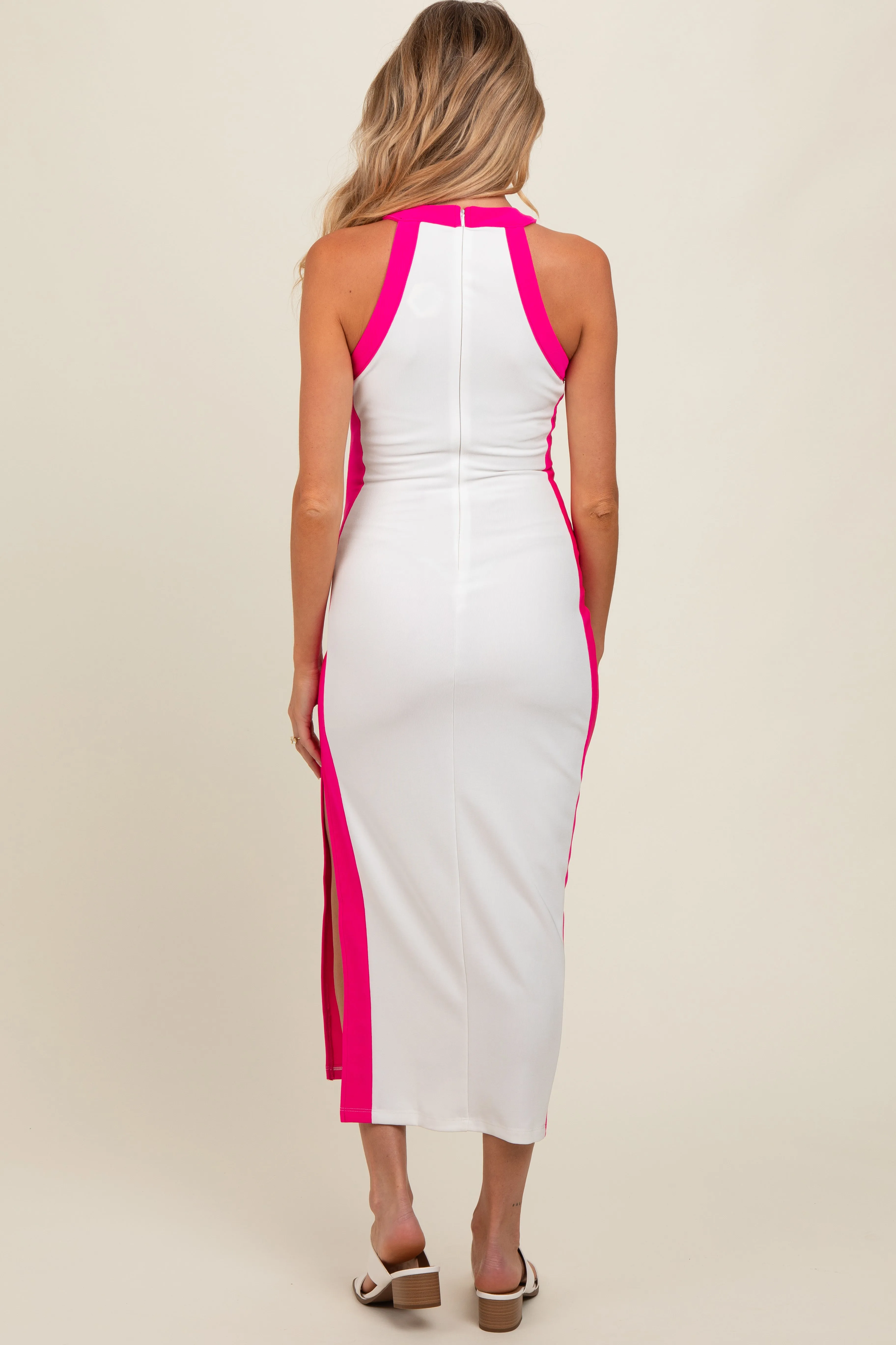 White Colorblock Trim Maternity Midi Dress sold by Pinkblush product image thumbnail 3