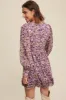 Violet Floral Print Ruffle Detailed Long Sleeve Dress sold by Pinkblush
