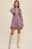 Violet Floral Print Ruffle Detailed Long Sleeve Dress sold by Pinkblush