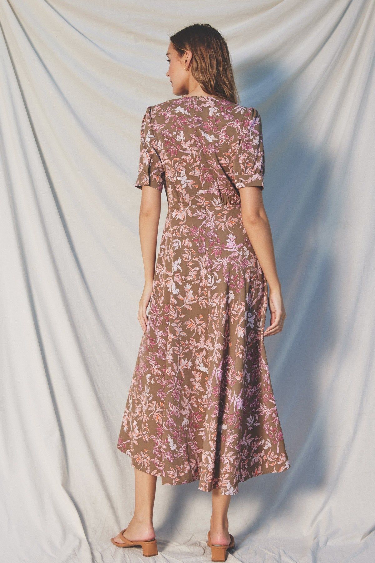 Mauve Button Detail Midi Dress sold by Pinkblush product image thumbnail 3