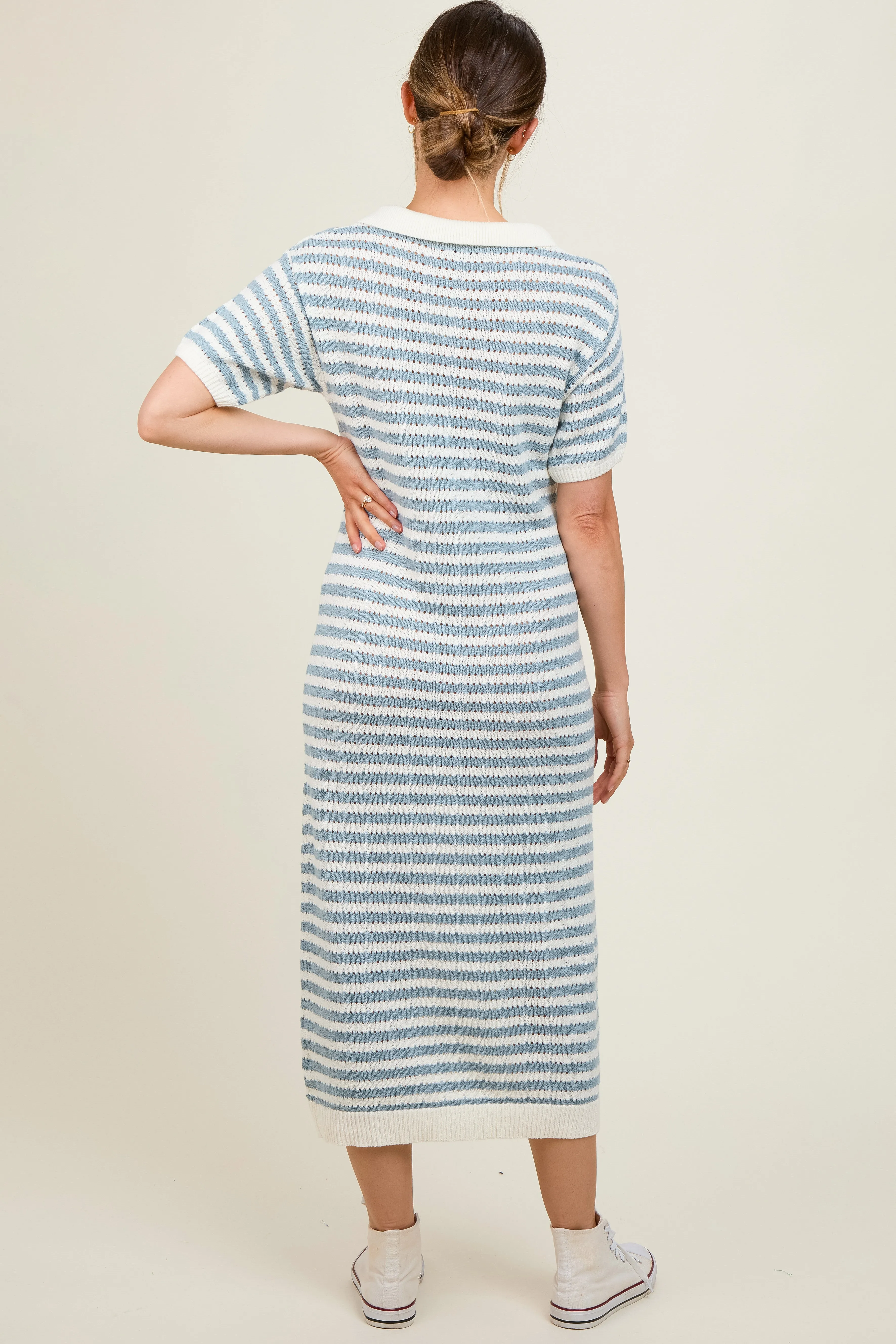 Blue Collared Knit Maxi Maternity Dress sold by Pinkblush product image thumbnail 3