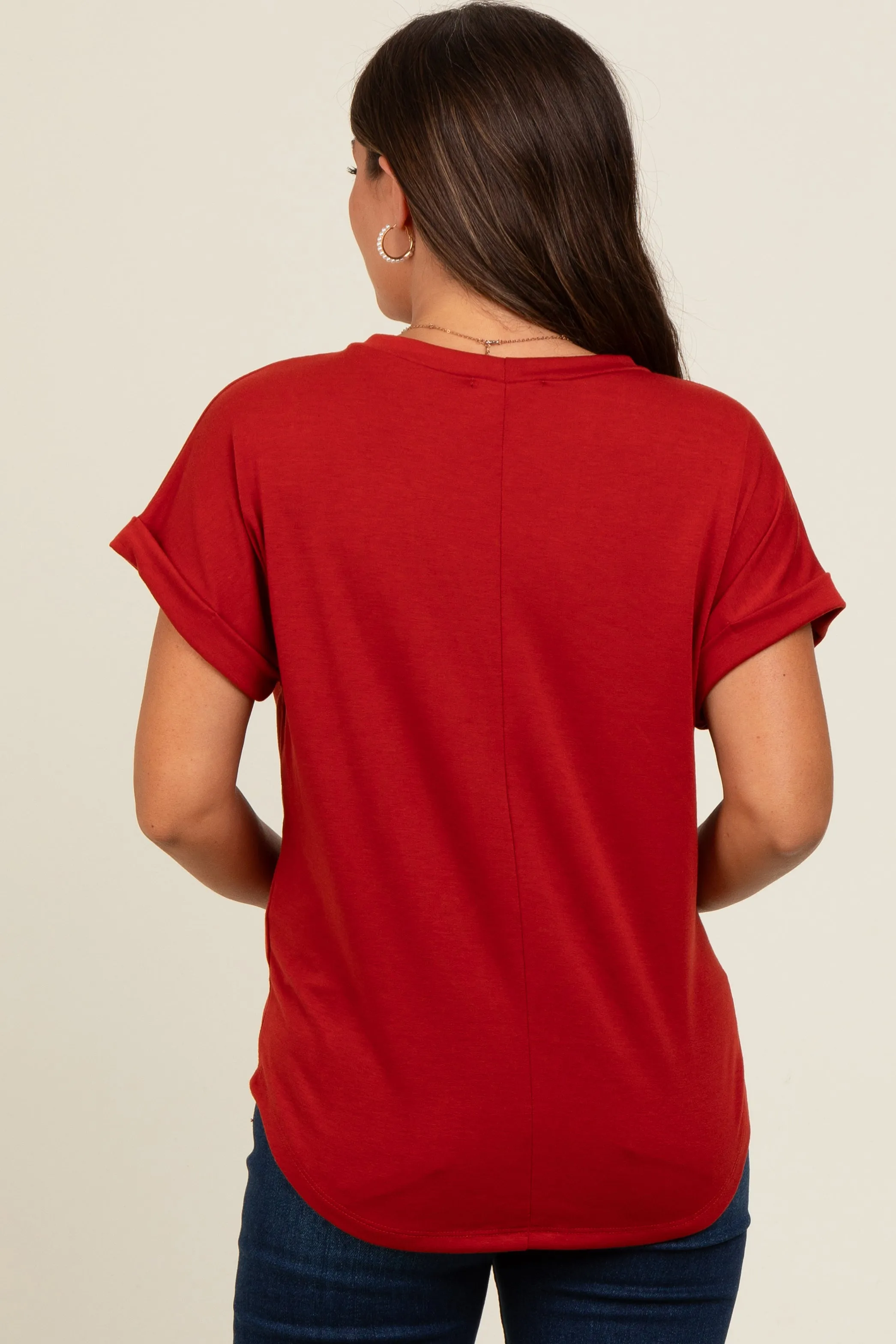 Rust Cuff Sleeve Maternity Top sold by Pinkblush product image thumbnail 4