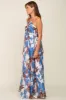 Blue Floral Front Ruffle Halter Maxi Dress sold by Pinkblush
