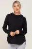Black Hooded Long Sleeve Maternity Active Top sold by Pinkblush