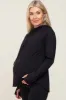 Black Hooded Long Sleeve Maternity Active Top sold by Pinkblush