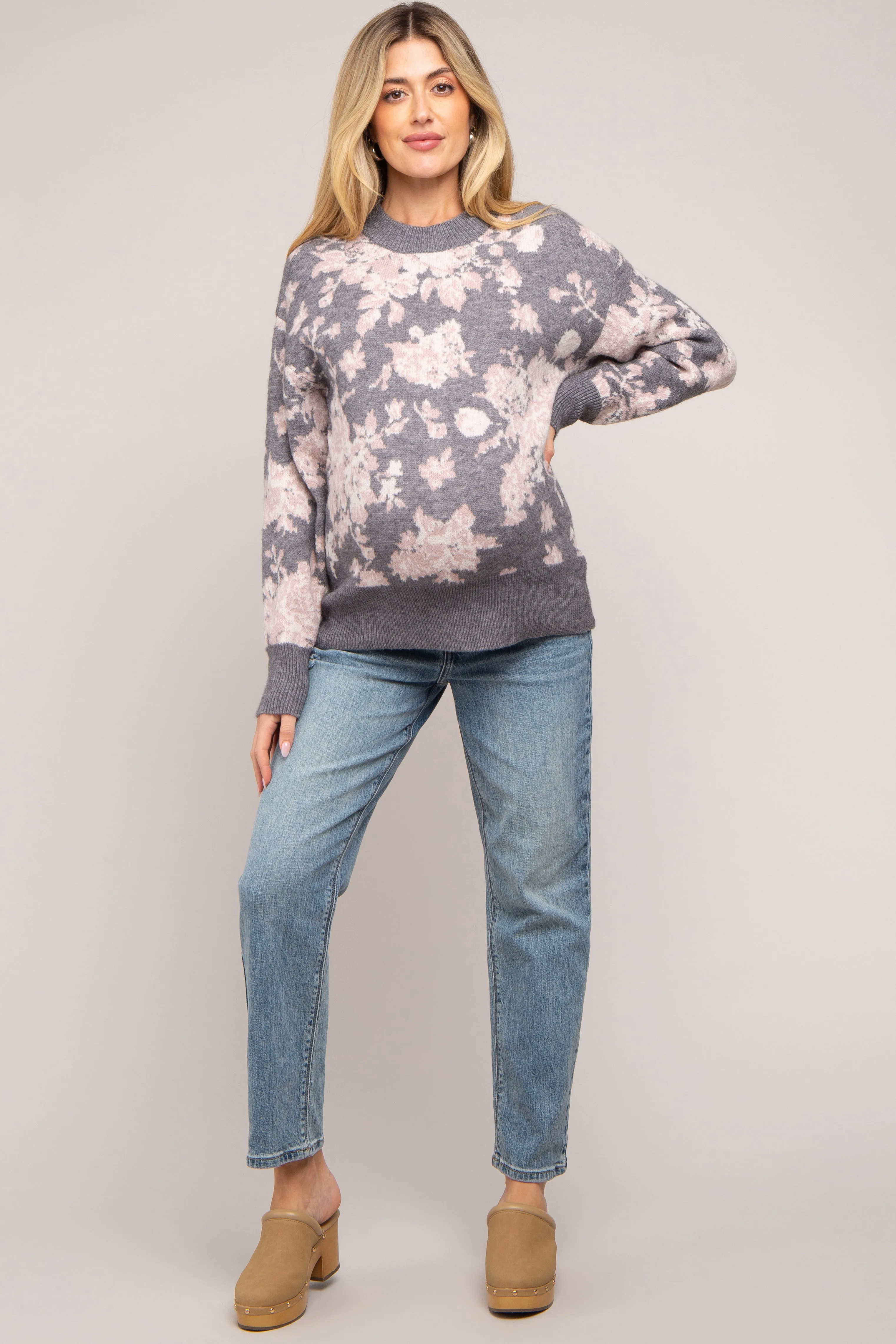 Grey Floral Maternity Sweater sold by Pinkblush product image thumbnail 4