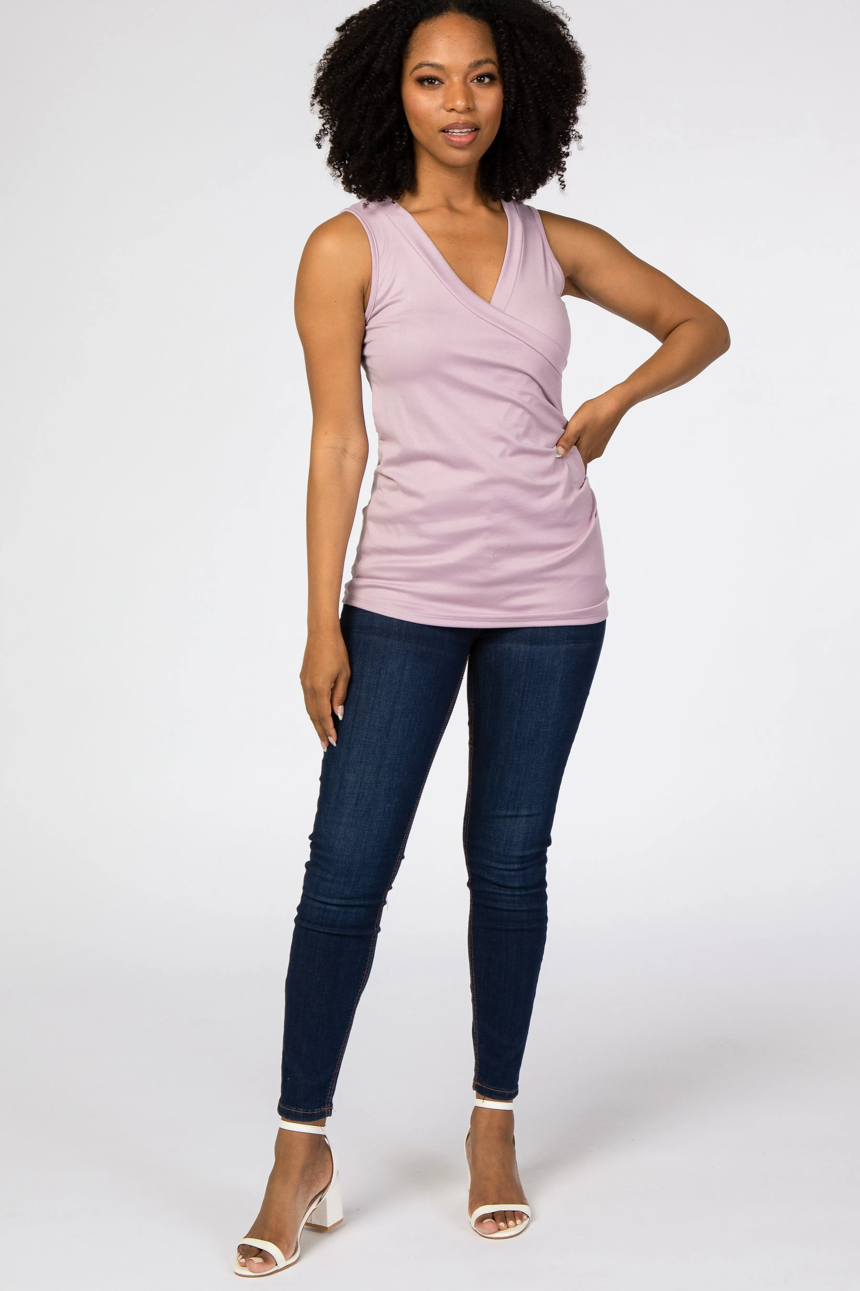 Lavender Crossover Ruched Nursing Tank sold by Pinkblush product image thumbnail 5