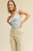 Sky Blue Ribbed Knit Tank sold by Pinkblush