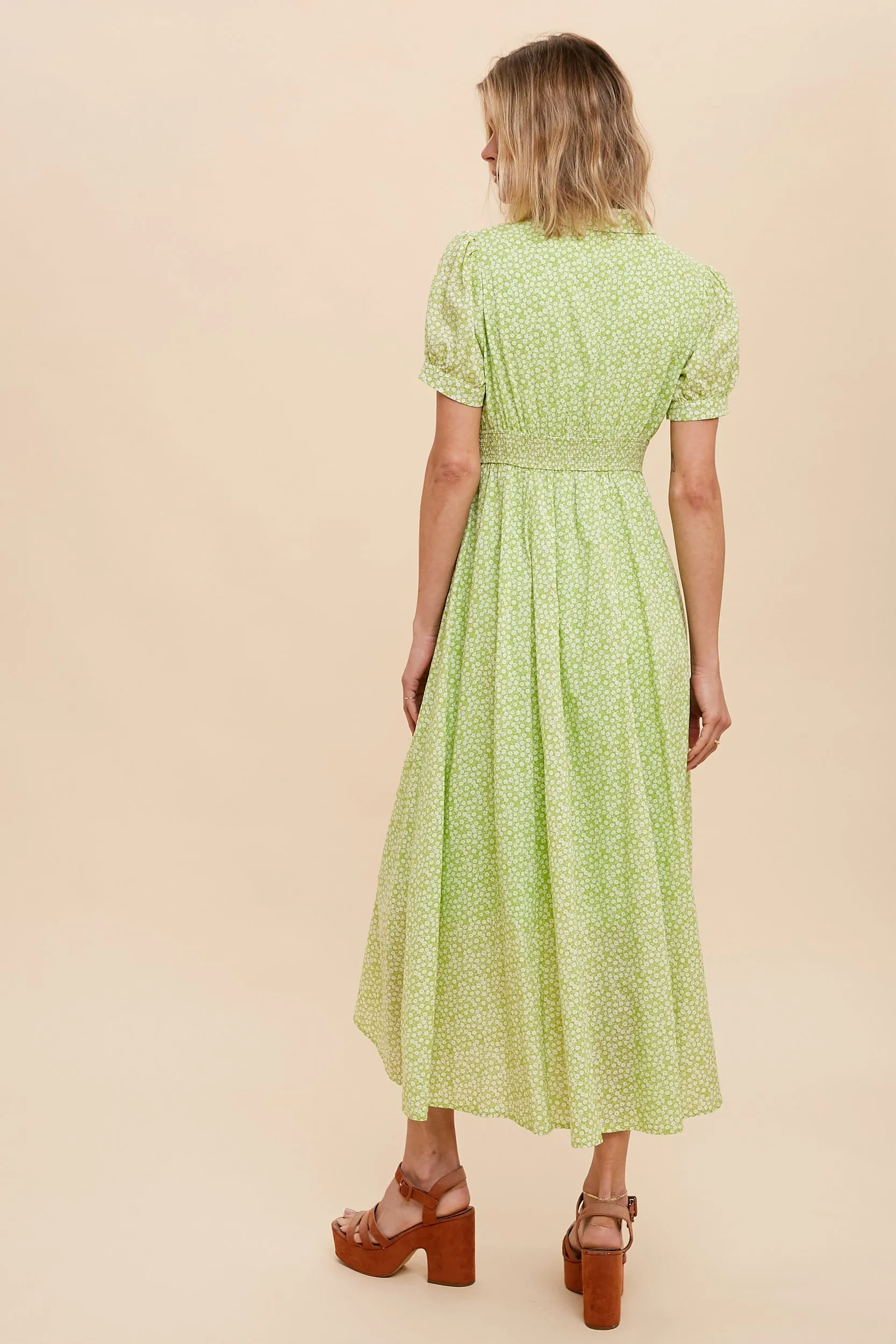Lime Collared Button Down Midi Dress sold by Pinkblush product image thumbnail 3