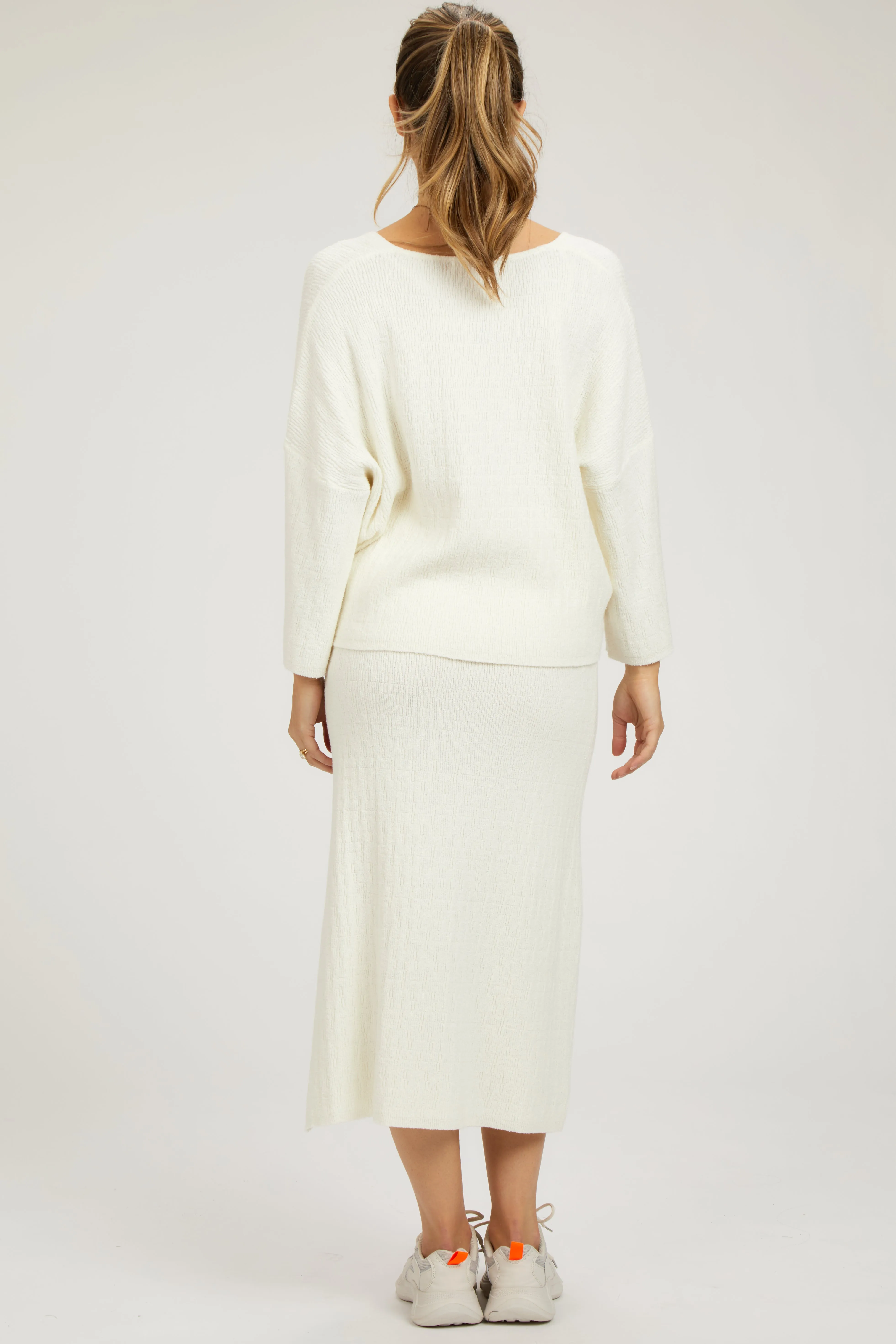 Cream V-Neck Knit Maternity Skirt Set sold by Pinkblush product image thumbnail 4