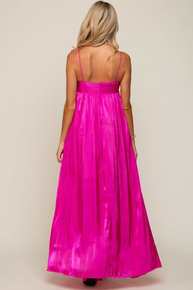 Fuchsia Sleeveless Front Twist Satin Maternity Maxi Dress sold by Pinkblush product image thumbnail 4